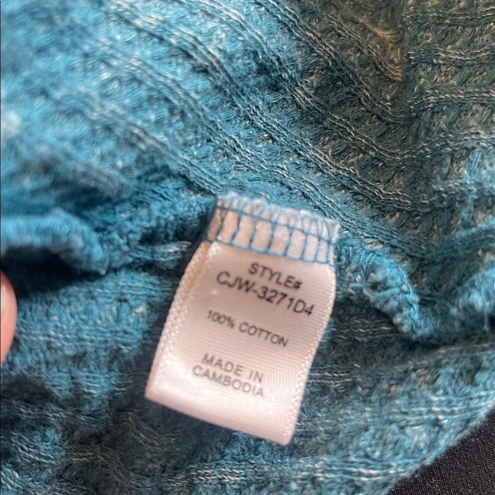Zenana Outfitters Turquoise blue  Knit waffle long sleeve size large